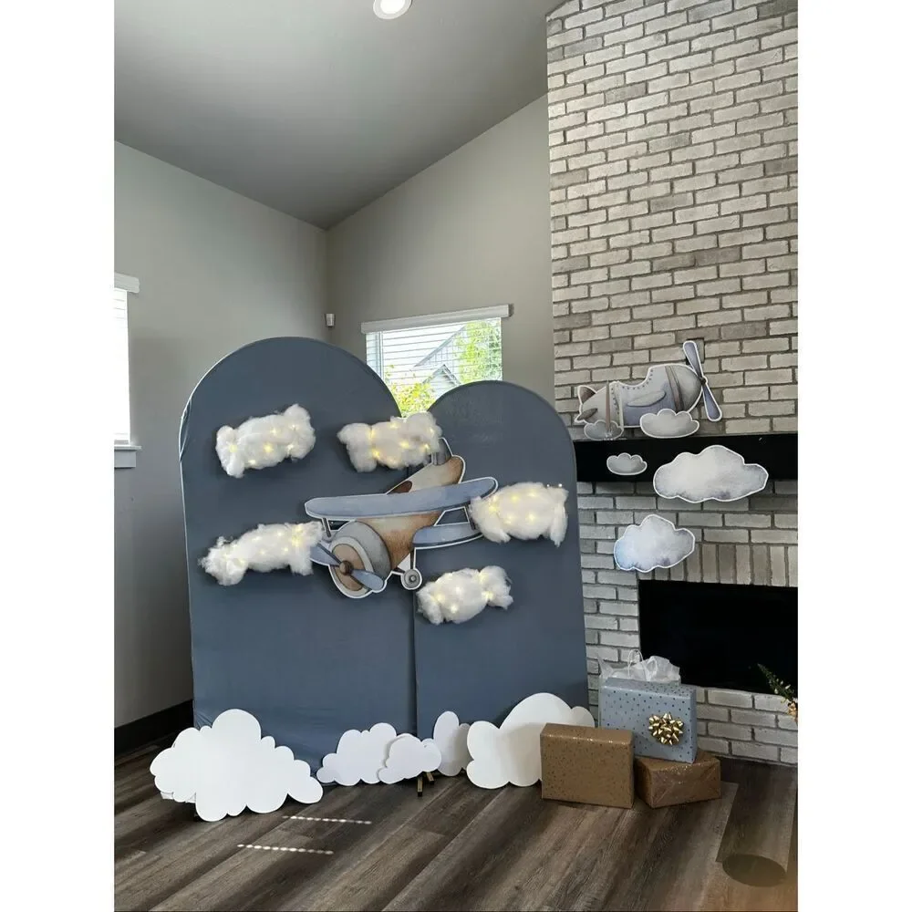 Airplane Vintage watercolor Props decorations backdrops cutouts signs table cent